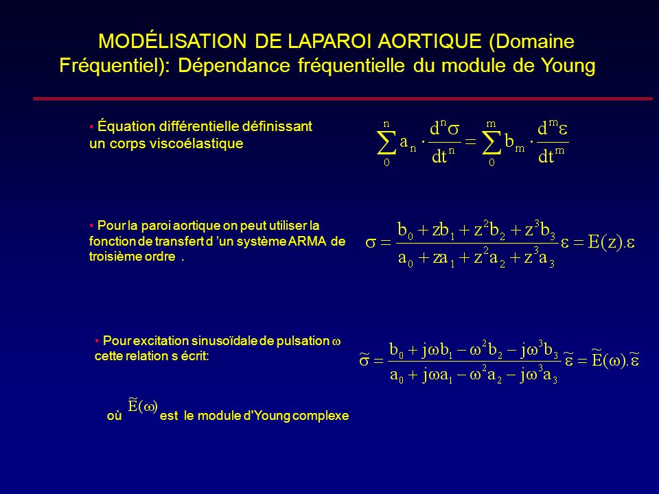 MODÉLISATION DE LAPAROI AORTIQUE (Domaine Fréquentiel): Dépendance fréquentielle du module de Young