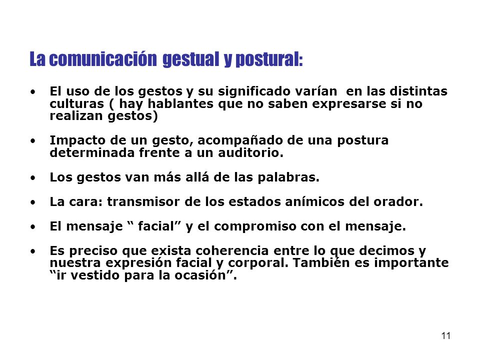 La comunicación gestual y postural: