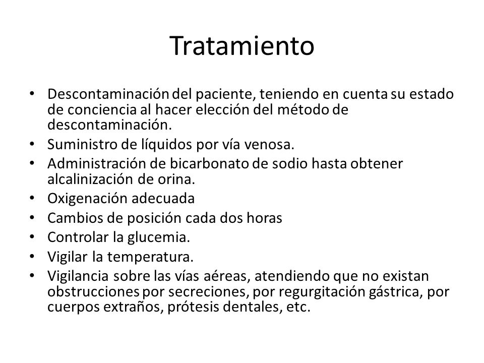 Tratamiento Descontaminación del paciente, teniendo en cuenta su estado de conciencia al hacer elección del método de descontaminación.