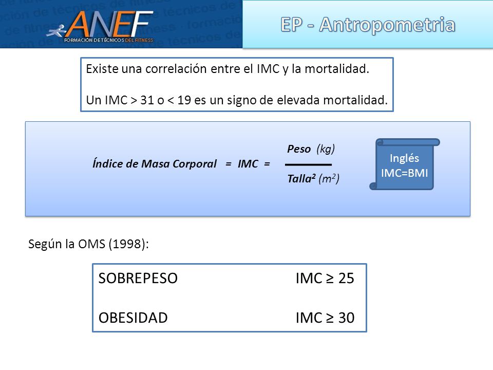 EP - Antropometria SOBREPESO IMC ≥ 25 OBESIDAD IMC ≥ 30