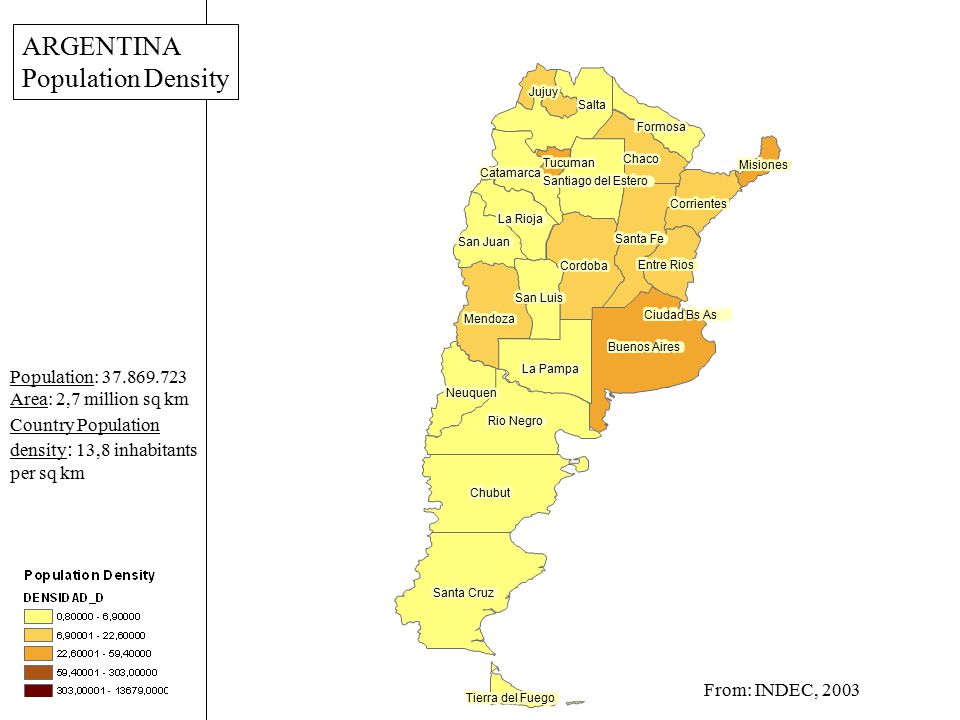 ARGENTINA Population Density Population: