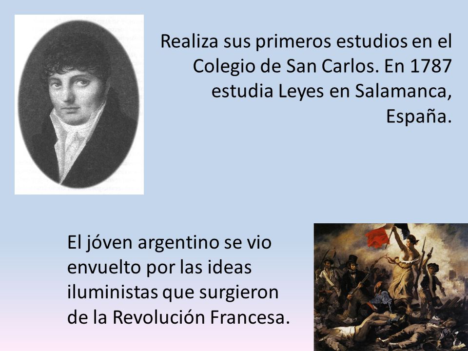 Realiza sus primeros estudios en el Colegio de San Carlos