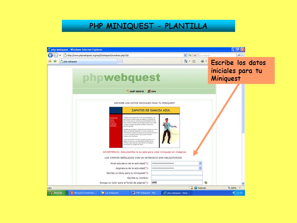 PHP MINIQUEST - PLANTILLA