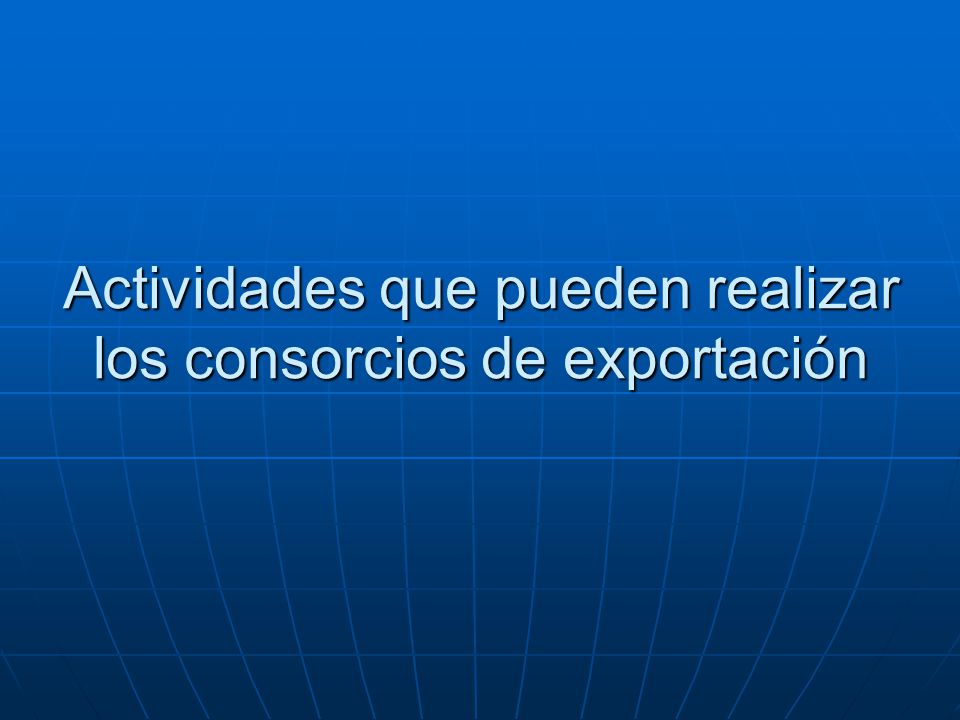 Actividades que pueden realizar los consorcios de exportación