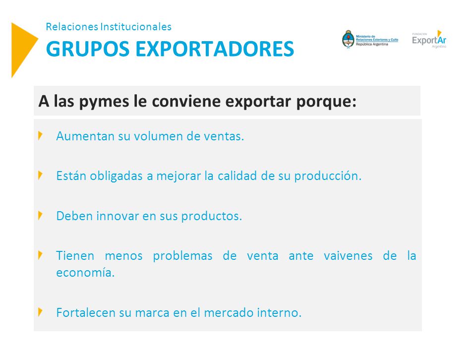 Relaciones Institucionales GRUPOS EXPORTADORES