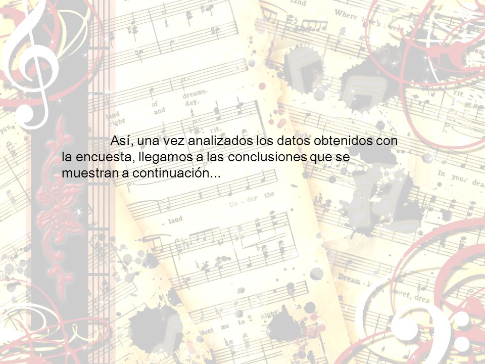 Así, una vez analizados los datos obtenidos con la encuesta, llegamos a las conclusiones que se muestran a continuación...