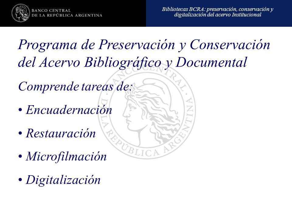 Programa de Preservación y Conservación del Acervo Bibliográfico y Documental
