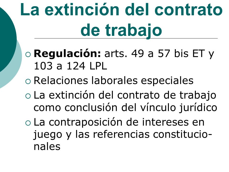 La extinción del contrato de trabajo