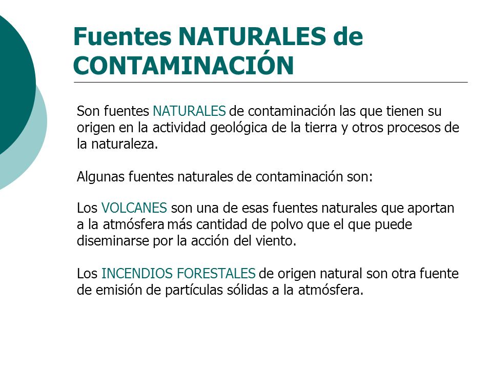 Fuentes NATURALES de CONTAMINACIÓN