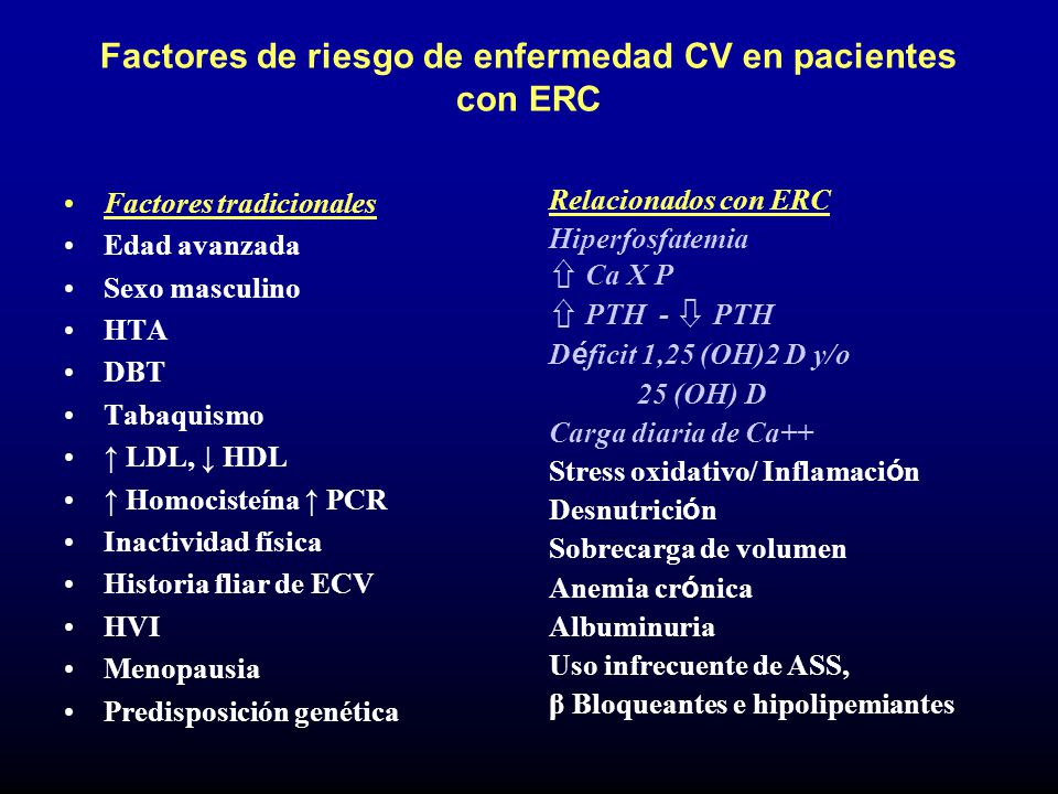 Factores de riesgo de enfermedad CV en pacientes con ERC