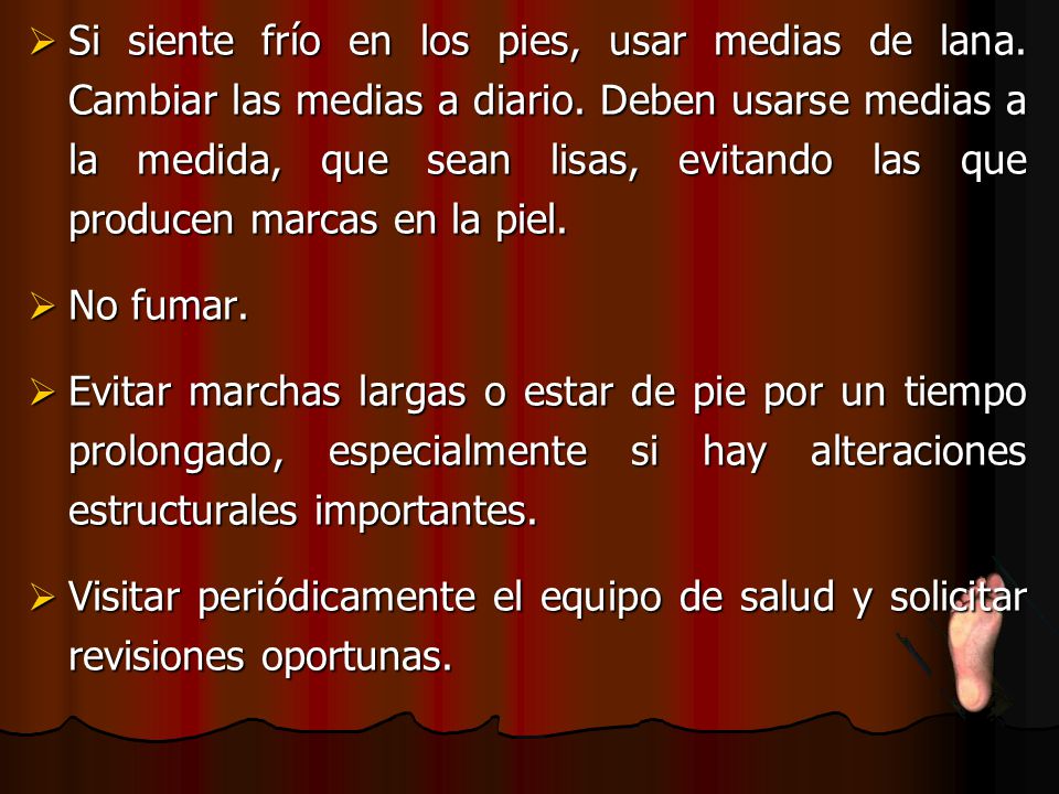 Si siente frío en los pies, usar medias de lana
