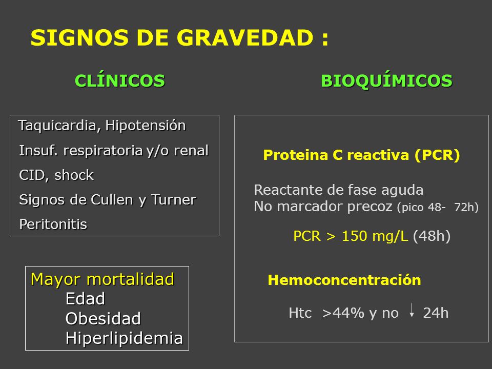 SIGNOS DE GRAVEDAD : CLÍNICOS BIOQUÍMICOS Mayor mortalidad Edad