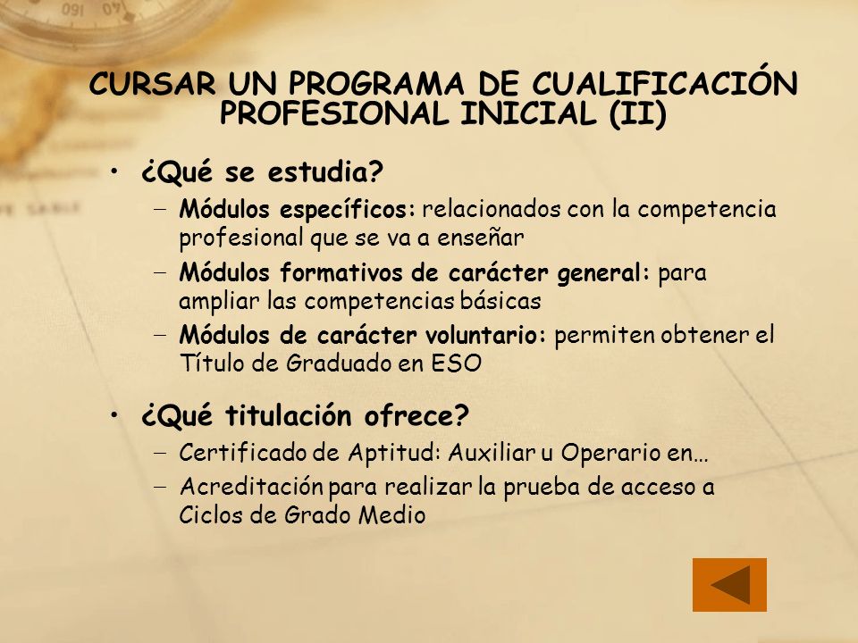 CURSAR UN PROGRAMA DE CUALIFICACIÓN PROFESIONAL INICIAL (II)