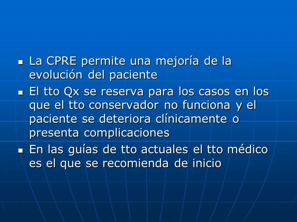 La CPRE permite una mejoría de la evolución del paciente