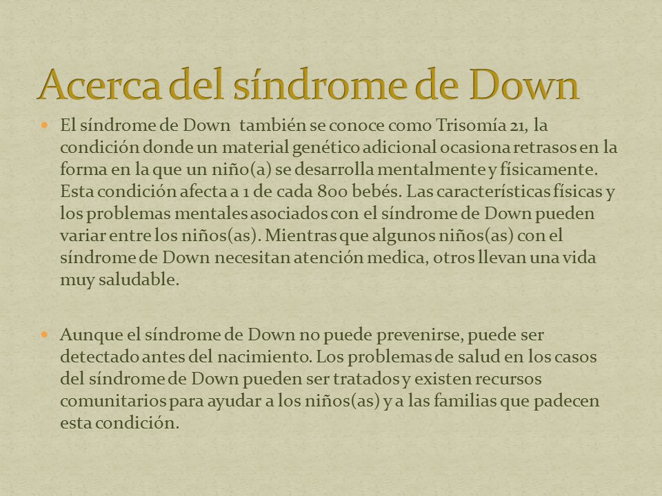 Acerca del síndrome de Down