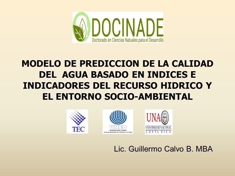 MODELO DE PREDICCION DE LA CALIDAD DEL AGUA BASADO EN INDICES E INDICADORES DEL RECURSO HIDRICO Y EL ENTORNO SOCIO-AMBIENTAL