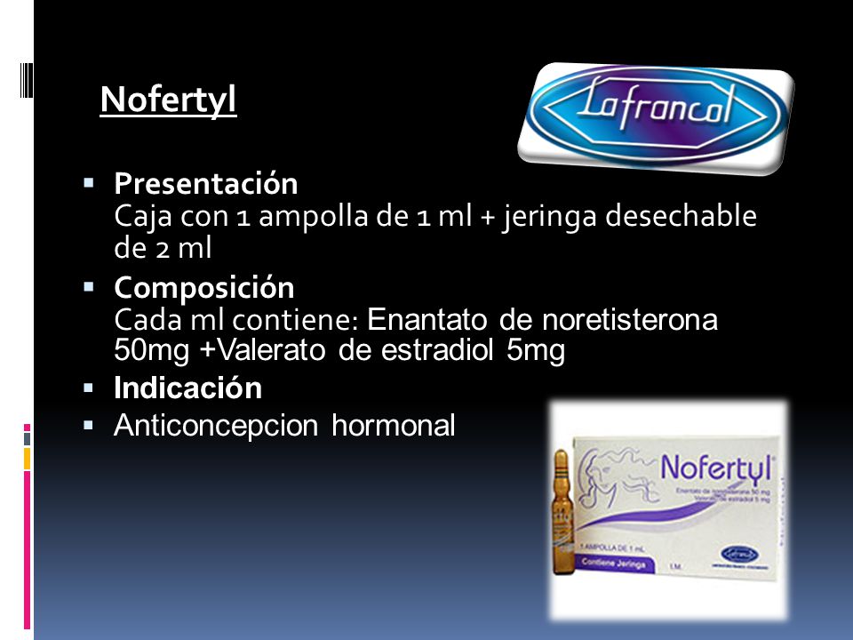Nofertyl Presentación Caja con 1 ampolla de 1 ml + jeringa desechable de 2 ml.
