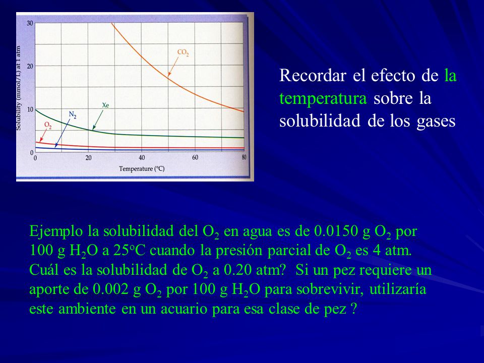 Recordar el efecto de la temperatura sobre la solubilidad de los gases