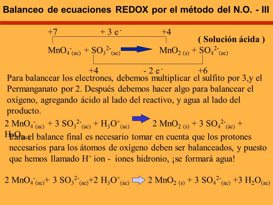 Balanceo de ecuaciones REDOX por el método del N.O. - III