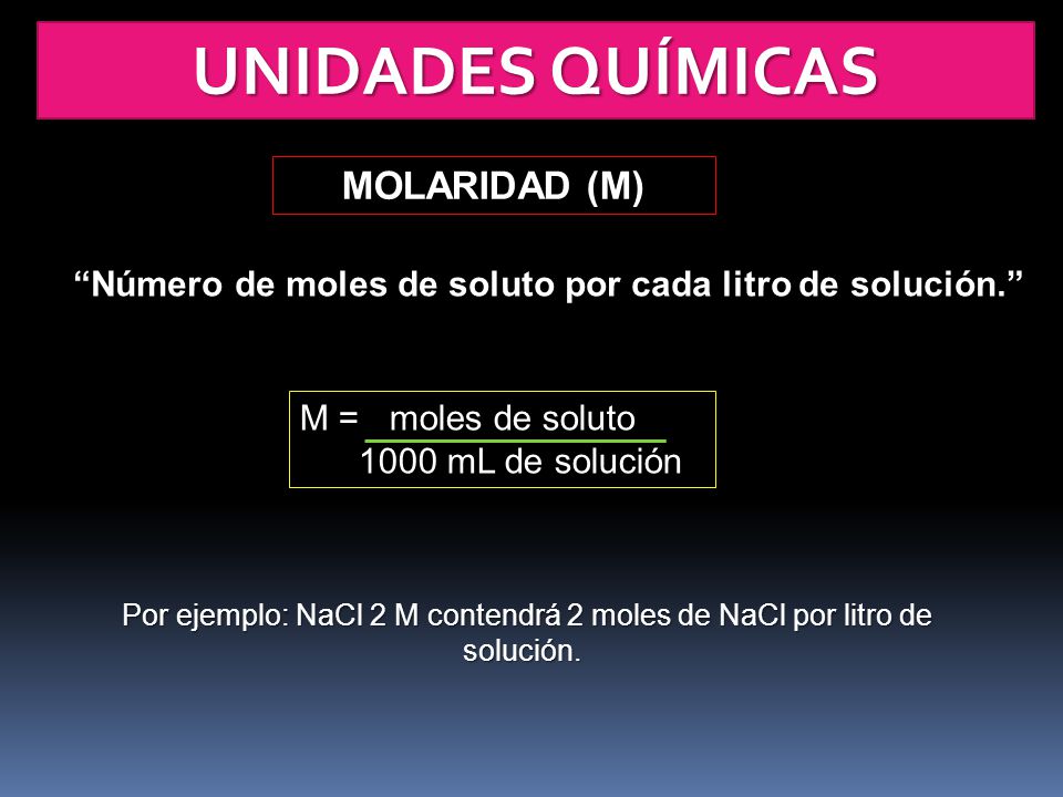 Número de moles de soluto por cada litro de solución.