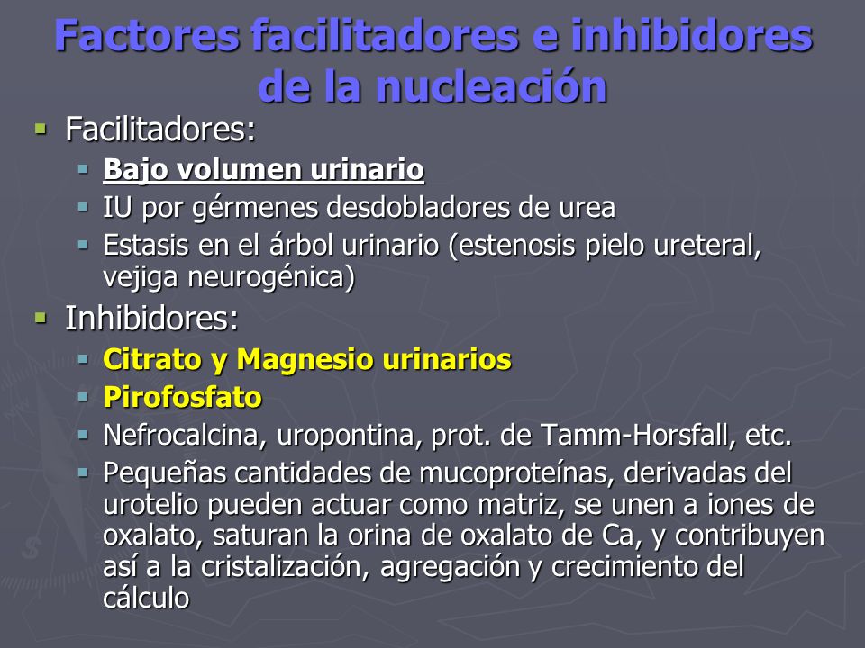 Factores facilitadores e inhibidores de la nucleación