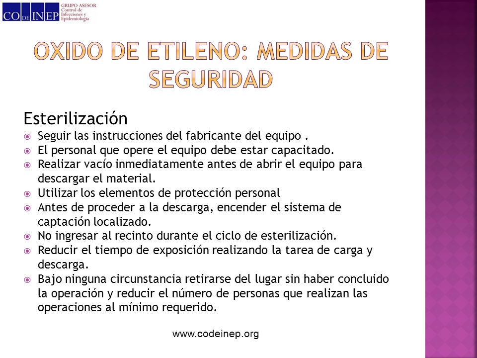 OXIDO DE ETILENO: medidas de seguridad