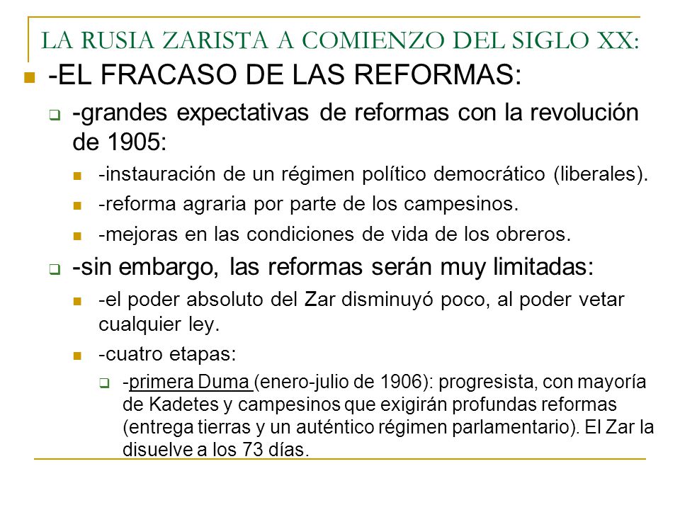 LA RUSIA ZARISTA A COMIENZO DEL SIGLO XX:
