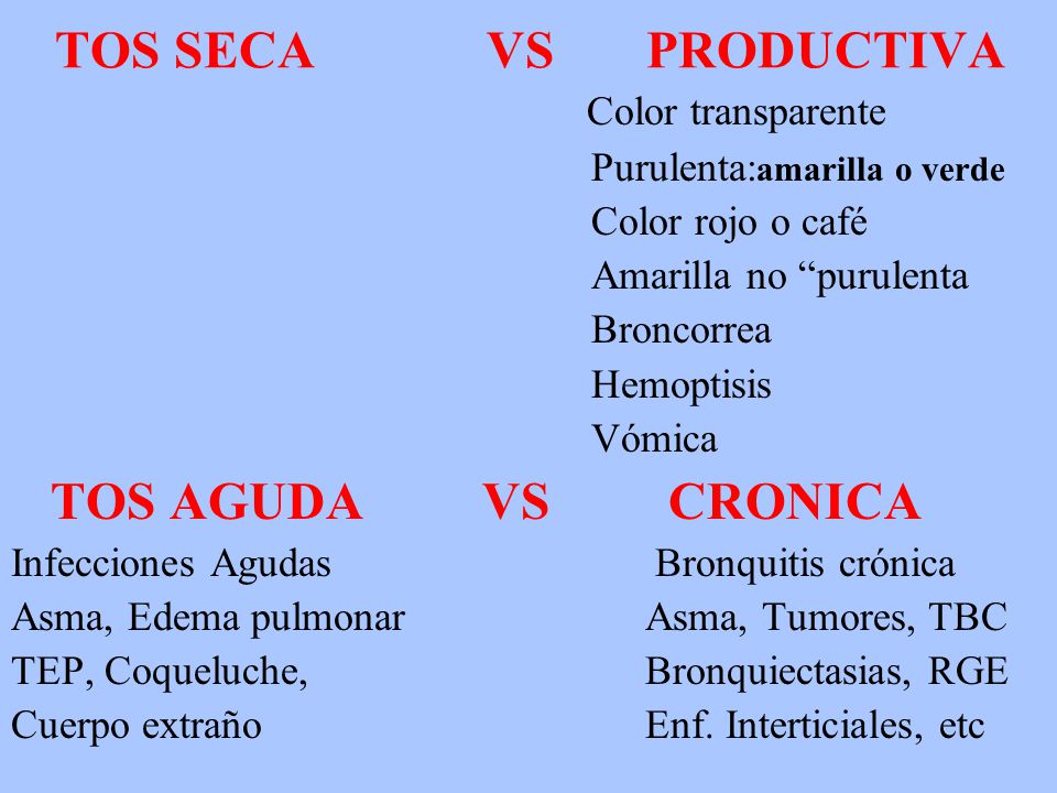 TOS SECA VS PRODUCTIVA TOS AGUDA VS CRONICA Color transparente