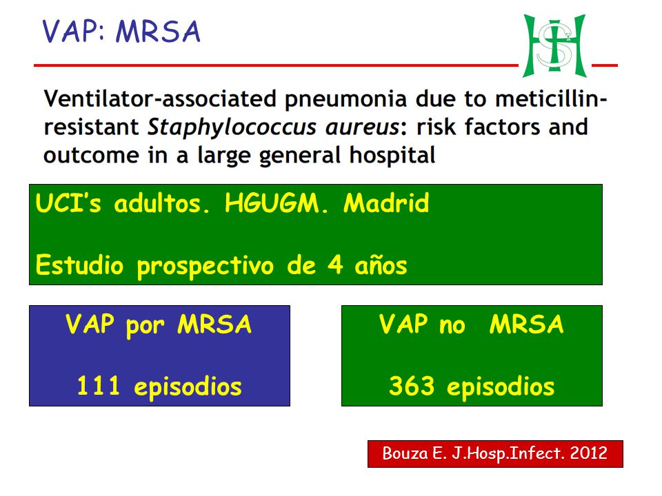 VAP: MRSA UCI’s adultos. HGUGM. Madrid Estudio prospectivo de 4 años