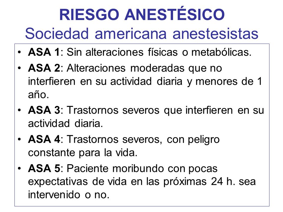 RIESGO ANESTÉSICO Sociedad americana anestesistas