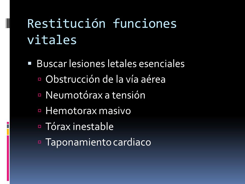 Restitución funciones vitales