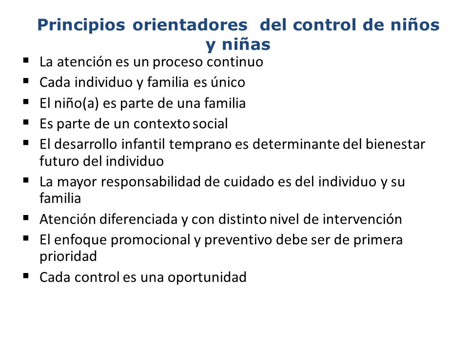 Principios orientadores del control de niños y niñas