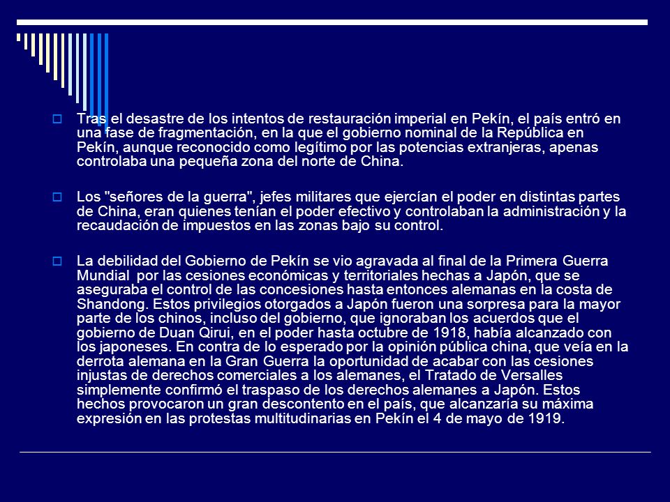 Tras el desastre de los intentos de restauración imperial en Pekín, el país entró en una fase de fragmentación, en la que el gobierno nominal de la República en Pekín, aunque reconocido como legítimo por las potencias extranjeras, apenas controlaba una pequeña zona del norte de China.