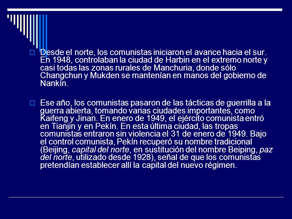 Desde el norte, los comunistas iniciaron el avance hacia el sur
