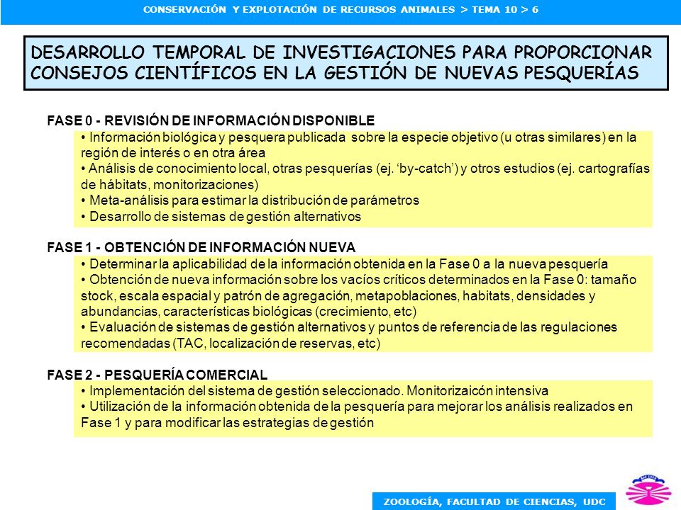 DESARROLLO TEMPORAL DE INVESTIGACIONES PARA PROPORCIONAR CONSEJOS CIENTÍFICOS EN LA GESTIÓN DE NUEVAS PESQUERÍAS