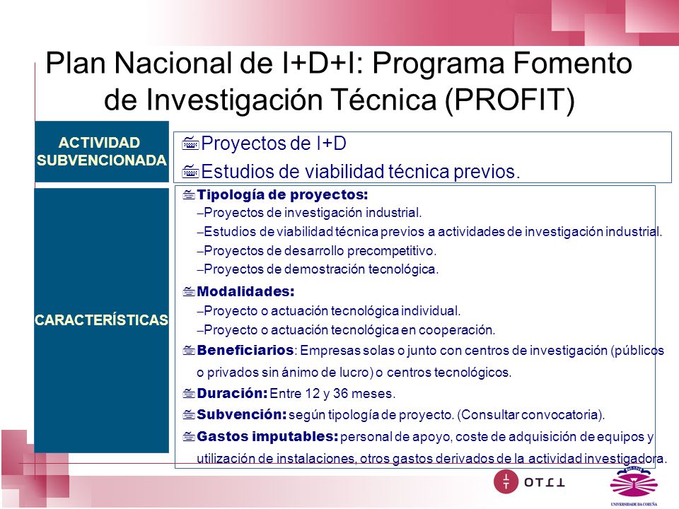 Plan Nacional de I+D+I: Programa Fomento de Investigación Técnica (PROFIT)