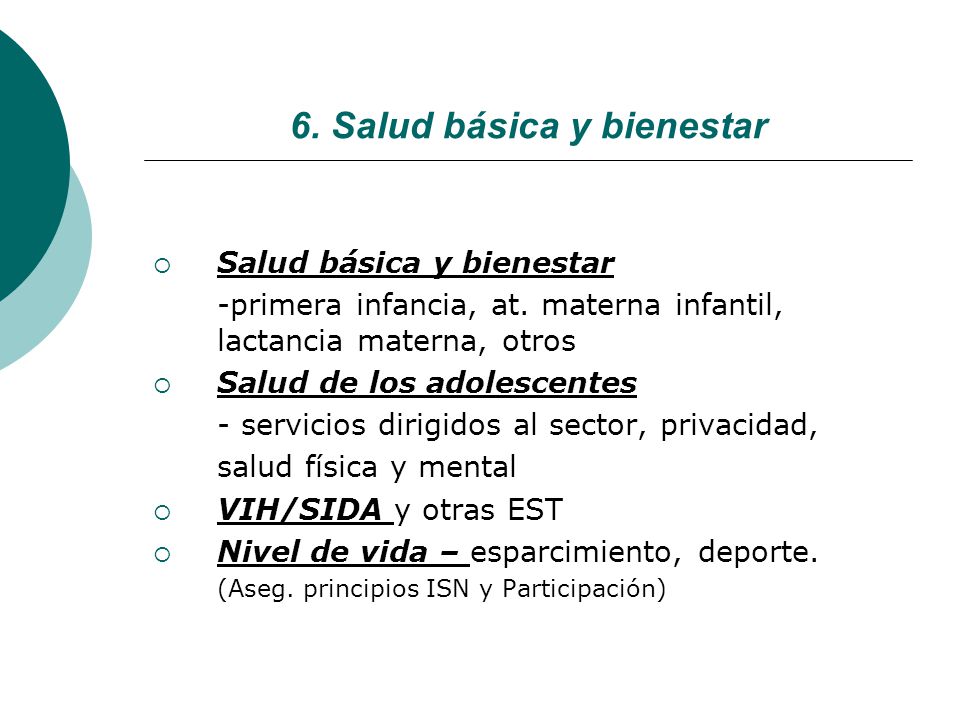 6. Salud básica y bienestar