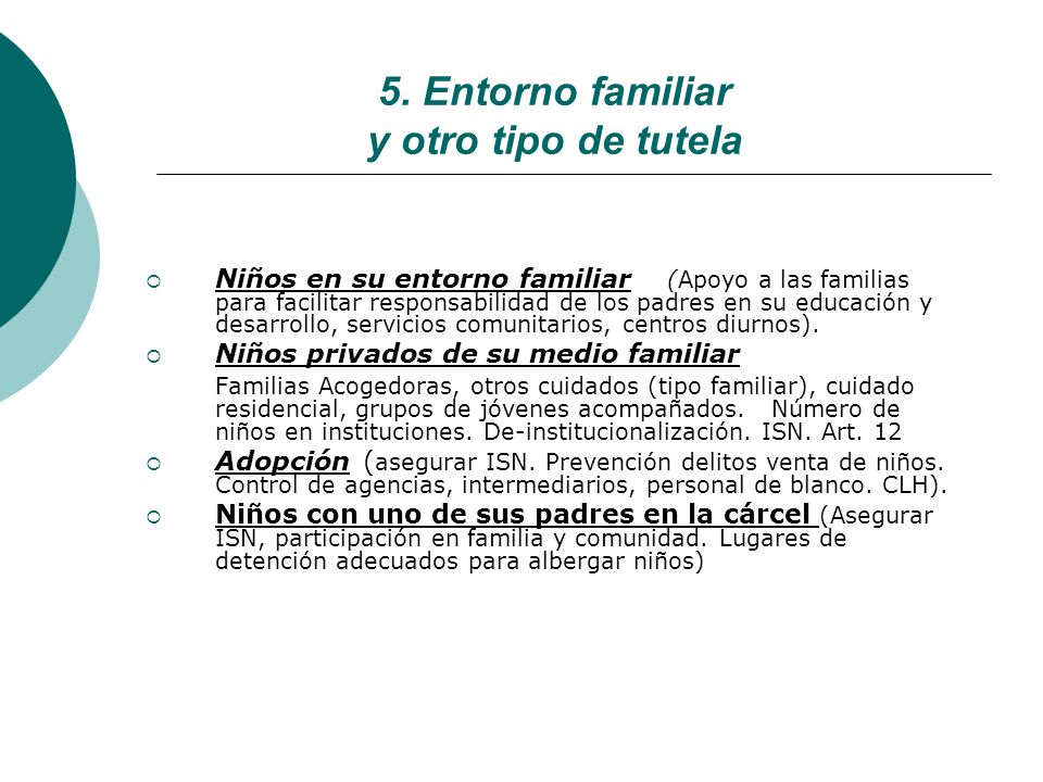 5. Entorno familiar y otro tipo de tutela