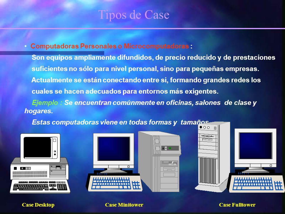 Tipos de Case Computadoras Personales o Microcomputadoras :