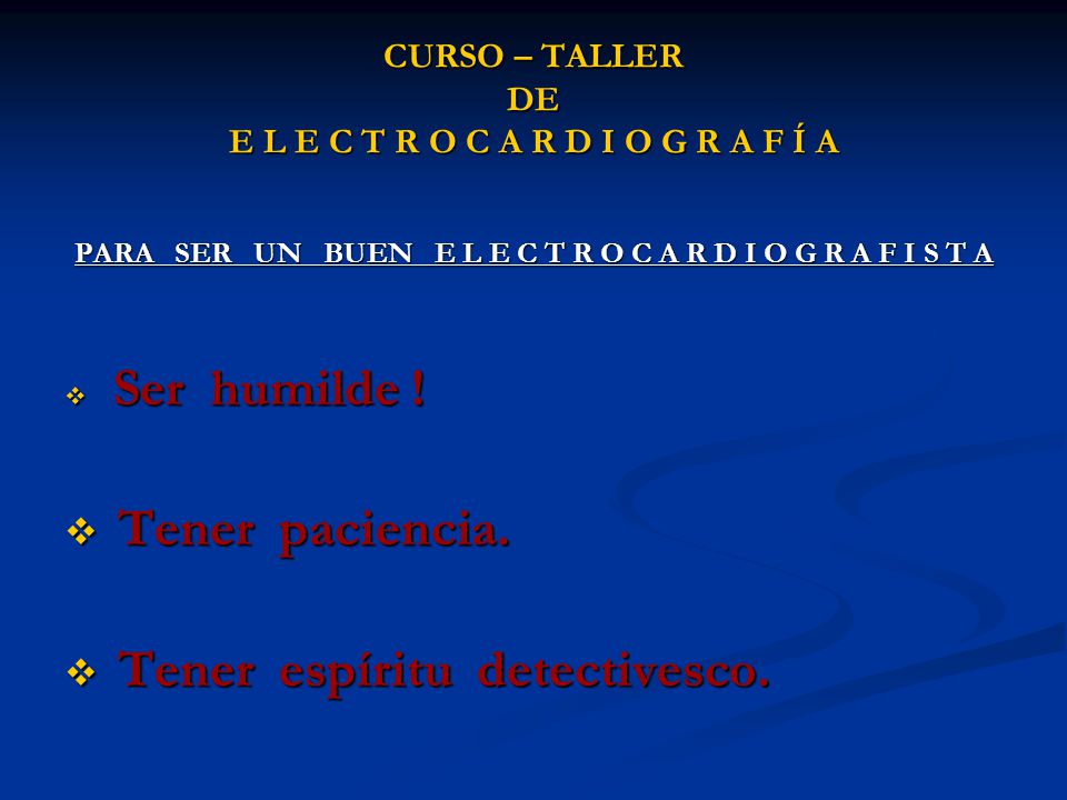 CURSO – TALLER DE E L E C T R O C A R D I O G R A F Í A