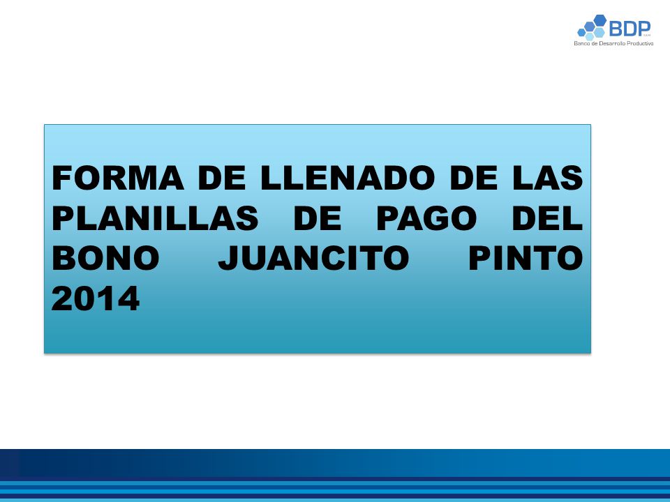 FORMA DE LLENADO DE LAS PLANILLAS DE PAGO DEL BONO JUANCITO PINTO 2014