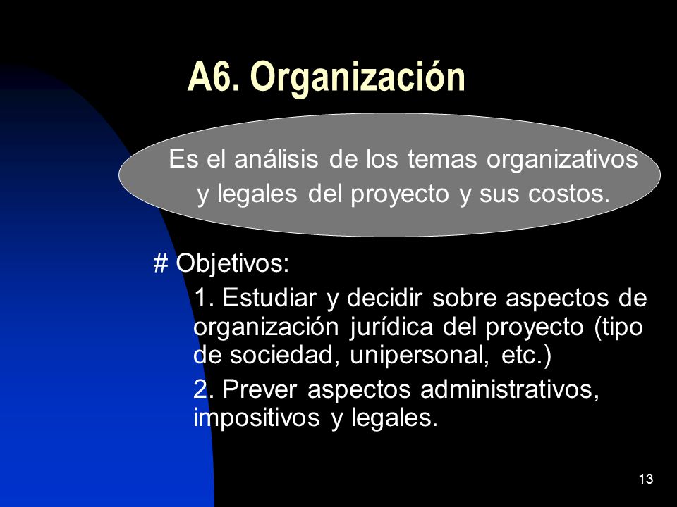 A6. Organización Es el análisis de los temas organizativos