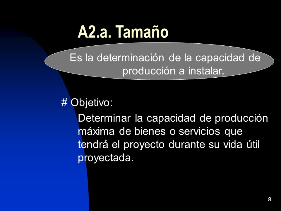 Es la determinación de la capacidad de producción a instalar.