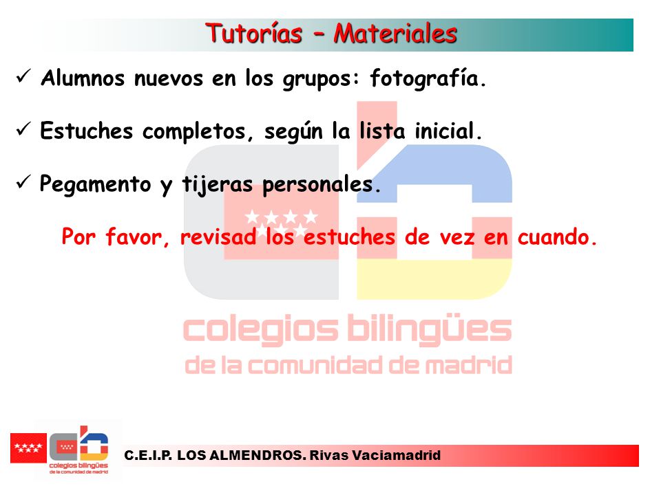 Por favor, revisad los estuches de vez en cuando.
