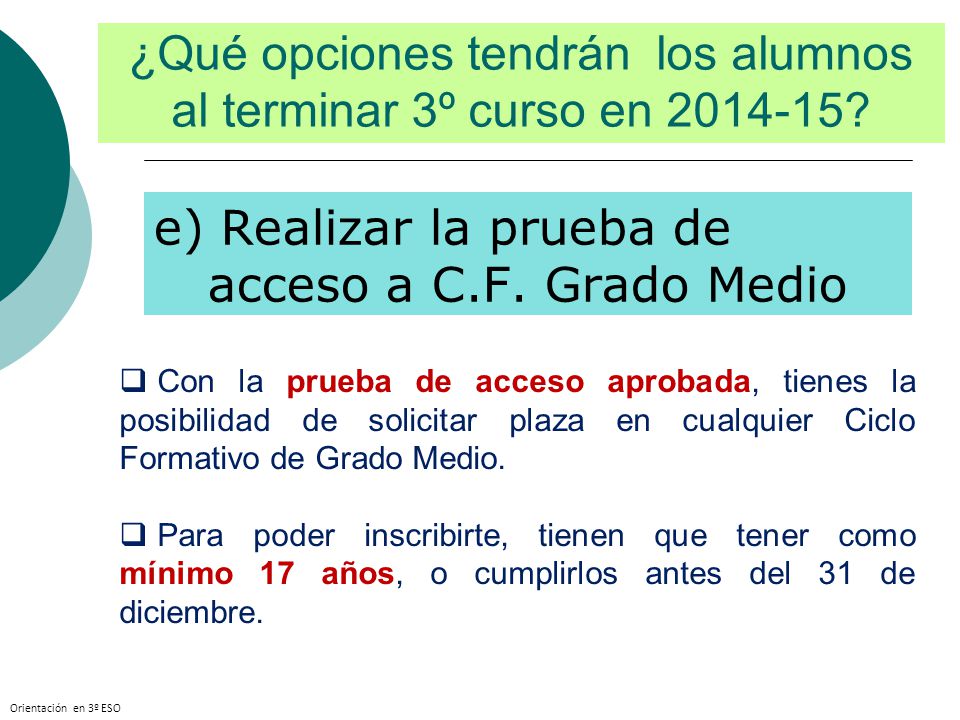 ¿Qué opciones tendrán los alumnos al terminar 3º curso en