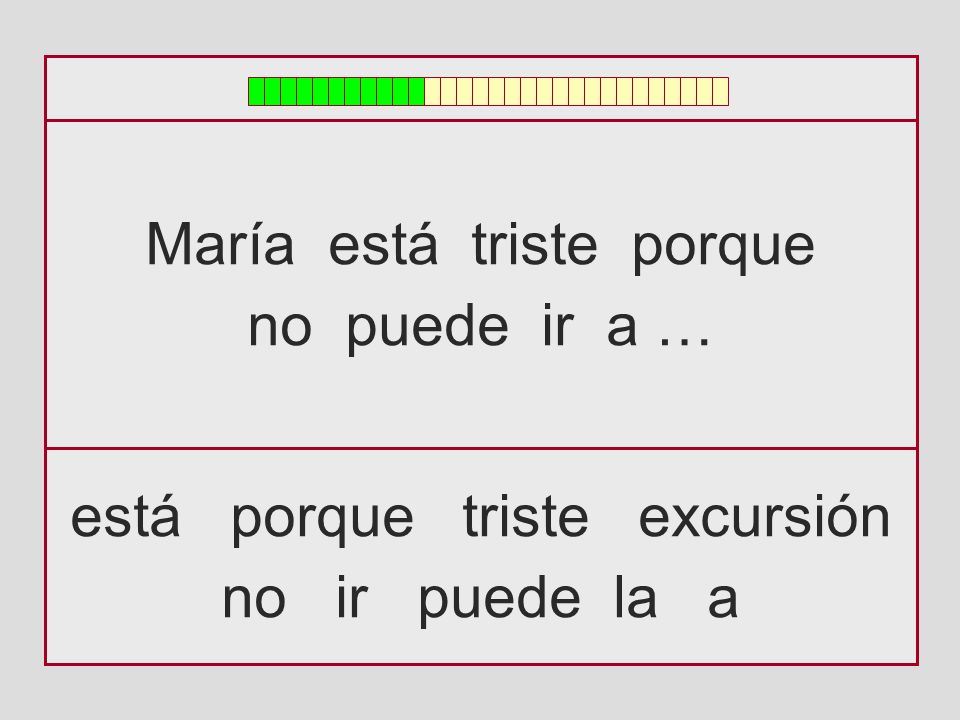 María está triste porque no puede ir a …