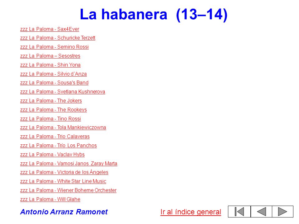 La habanera (13–14) Antonio Arranz Ramonet Ir al índice general