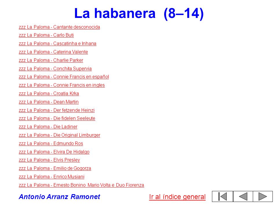 La habanera (8–14) Antonio Arranz Ramonet Ir al índice general