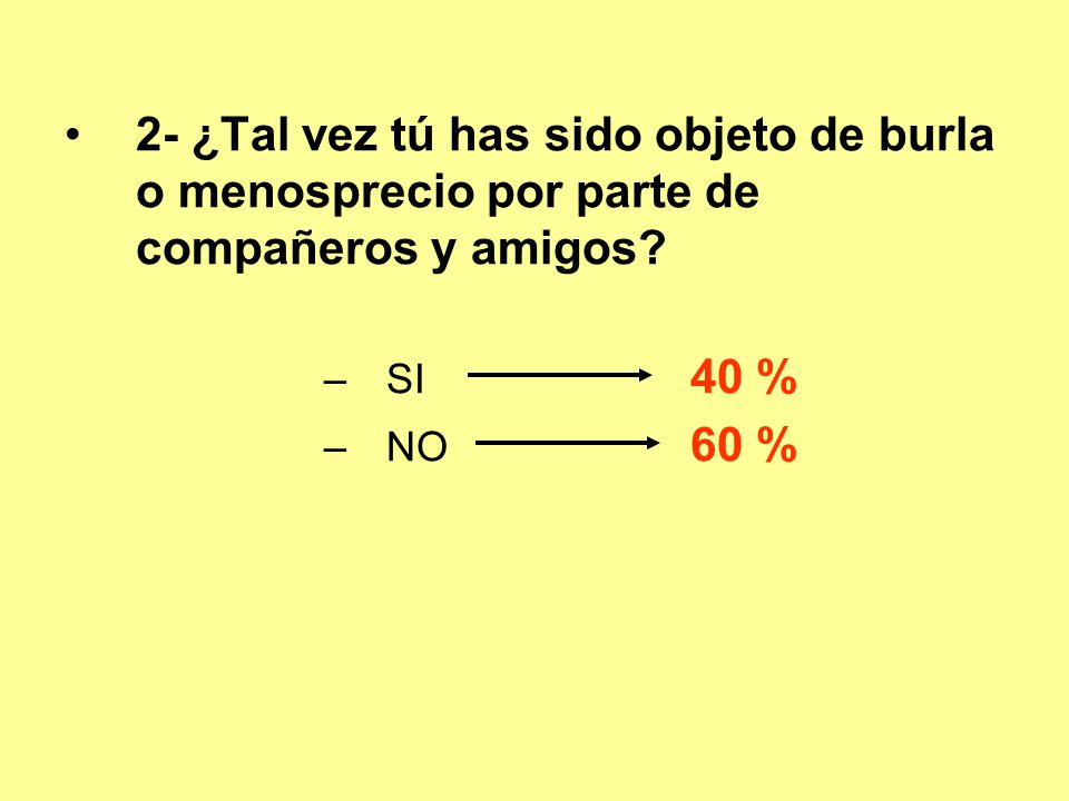 2- ¿Tal vez tú has sido objeto de burla o menosprecio por parte de compañeros y amigos