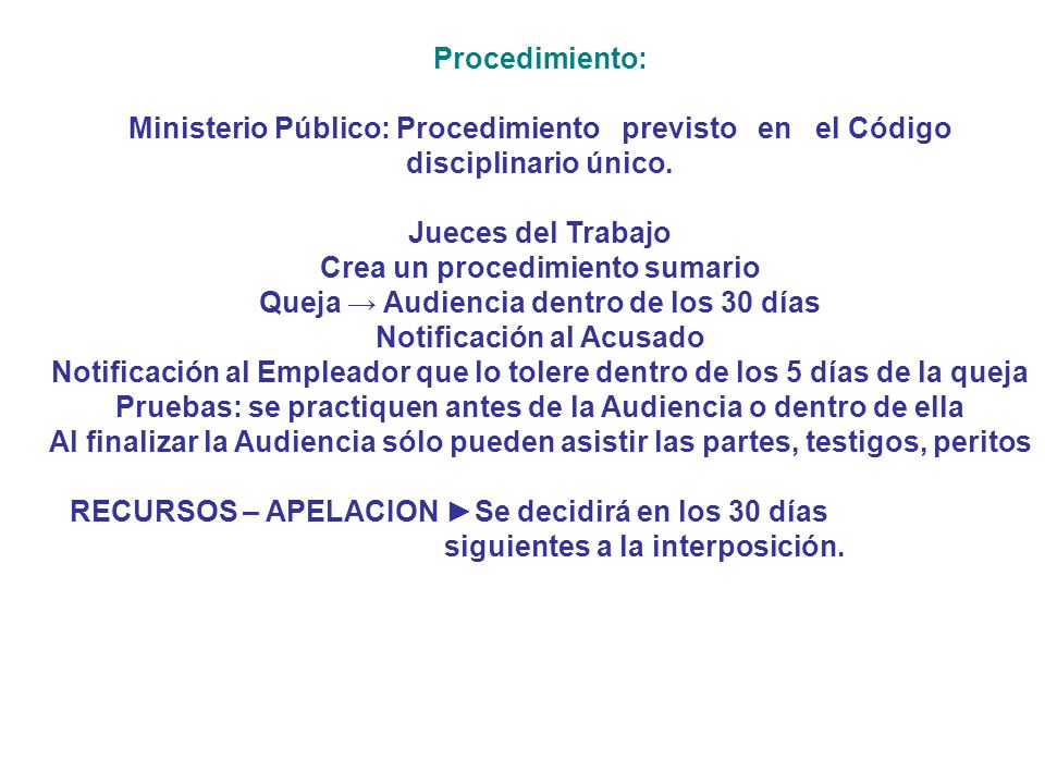 Crea un procedimiento sumario Queja → Audiencia dentro de los 30 días